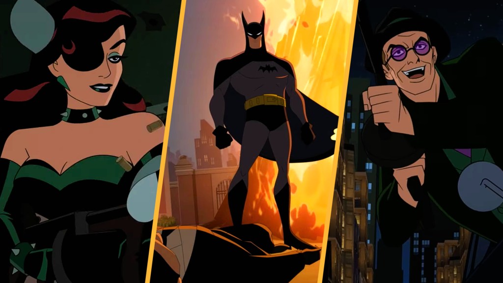 Poison Ivy, Batman, and Riddler in Batman Caped Crusader Season 2