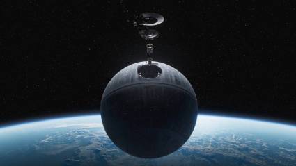 The Death Star from Star Wars under construction.