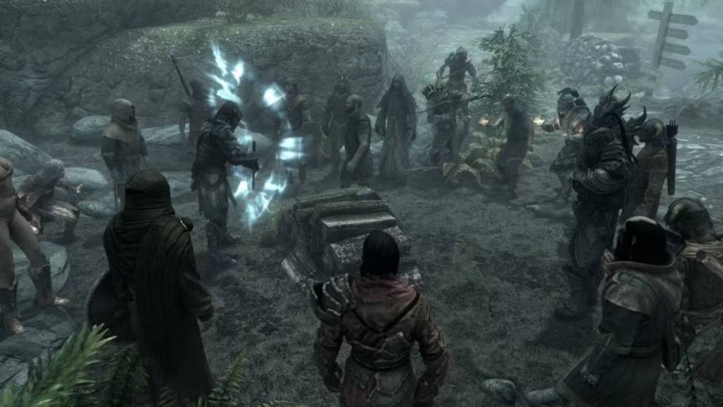 Skyrim Together Reborn mod with many players