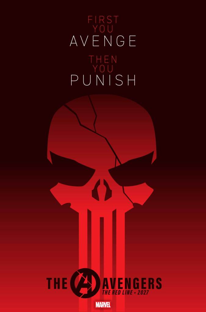 A cracked Punisher Skull for the second Avengers story arc