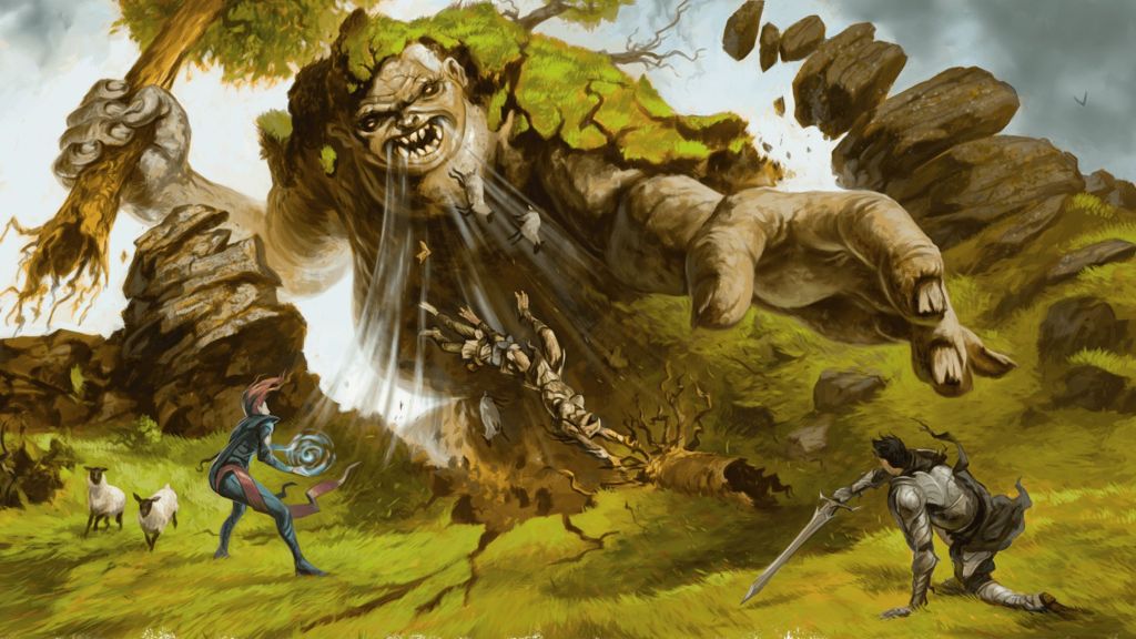 Giant Knocking Characters Prone DnD 5e