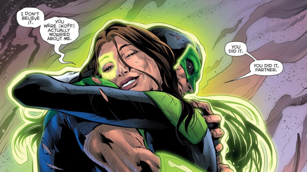 Green Lantern Jessica Cruz and Simon Baz Hug