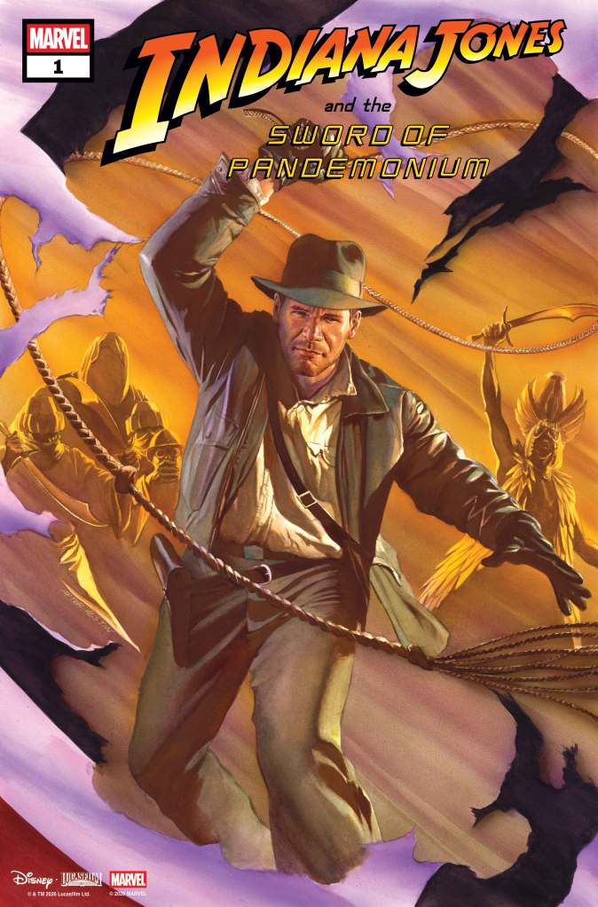 Indiana Jones swinging his whip in a temple