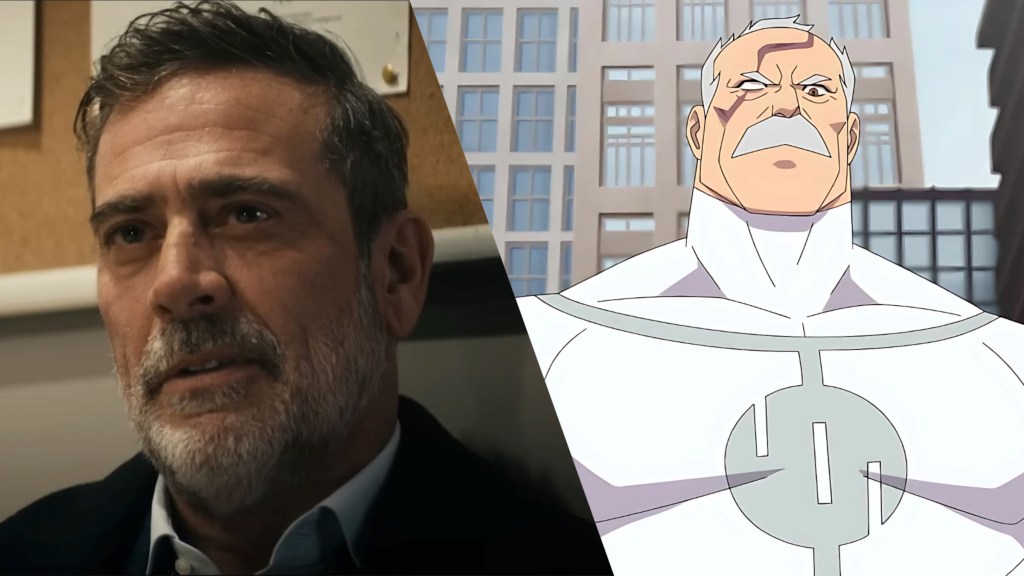 Split image of Jeffrey Dean Morgan in The Boys and Invincible