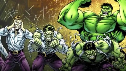 Bruce Banner transforming into the Hulk