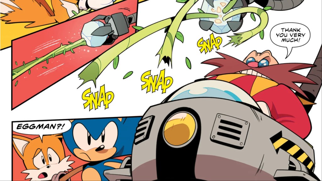 Doctor Eggman stealing a meteor from Sonic and Tails