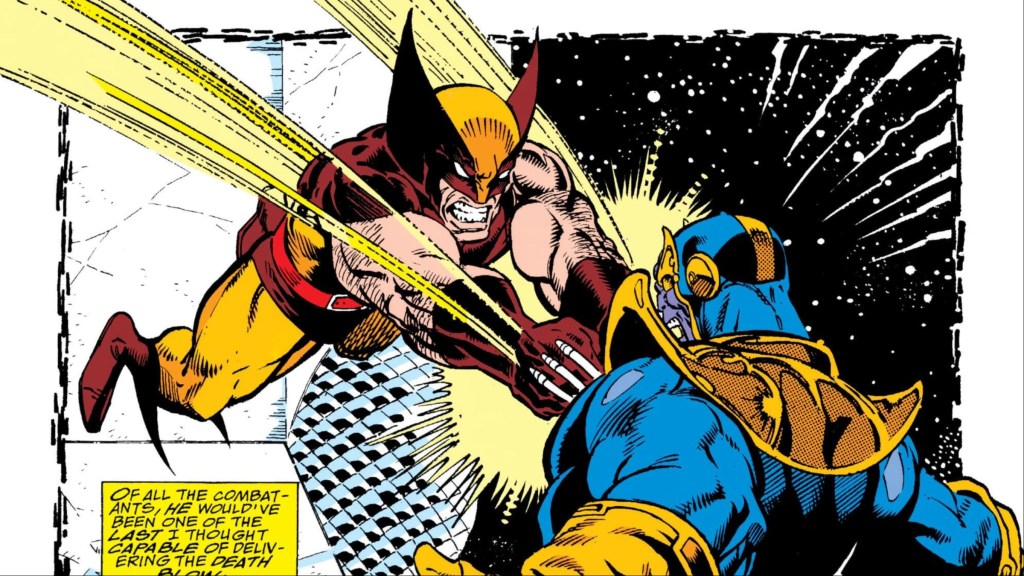 Wolverine stabbing Thajos in the chest