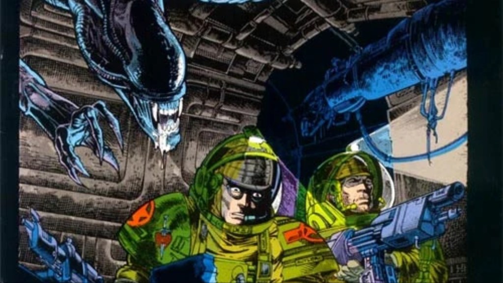 Aliens about to attack two space marines