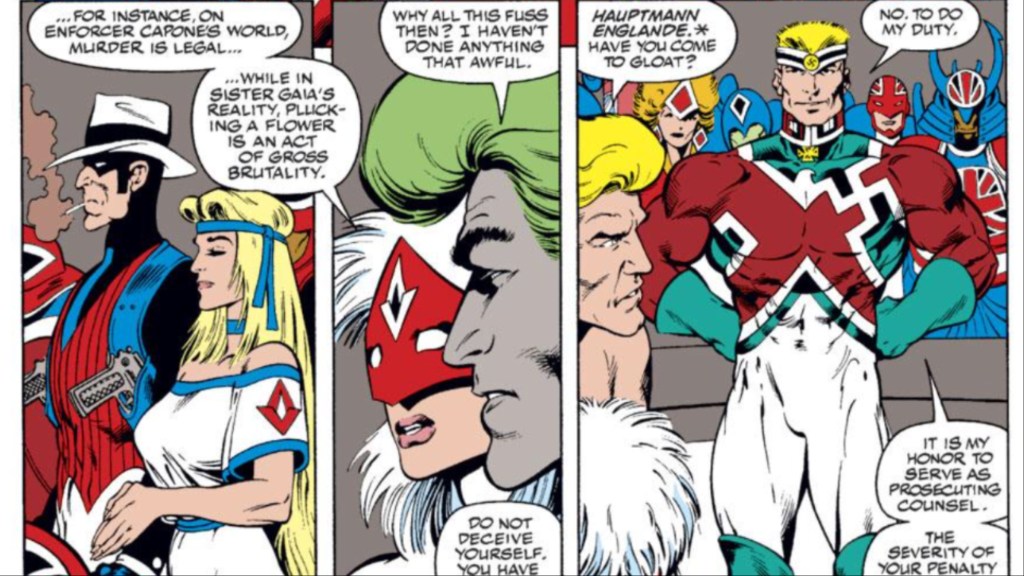 Various members of the Captain Britain Corps
