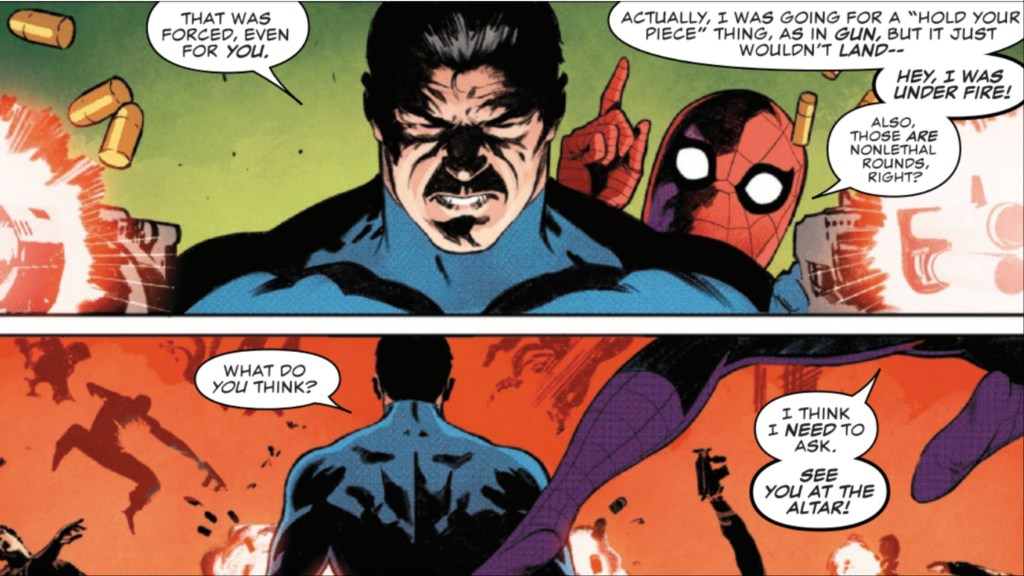 Spider-Man and Punisher fighting goons