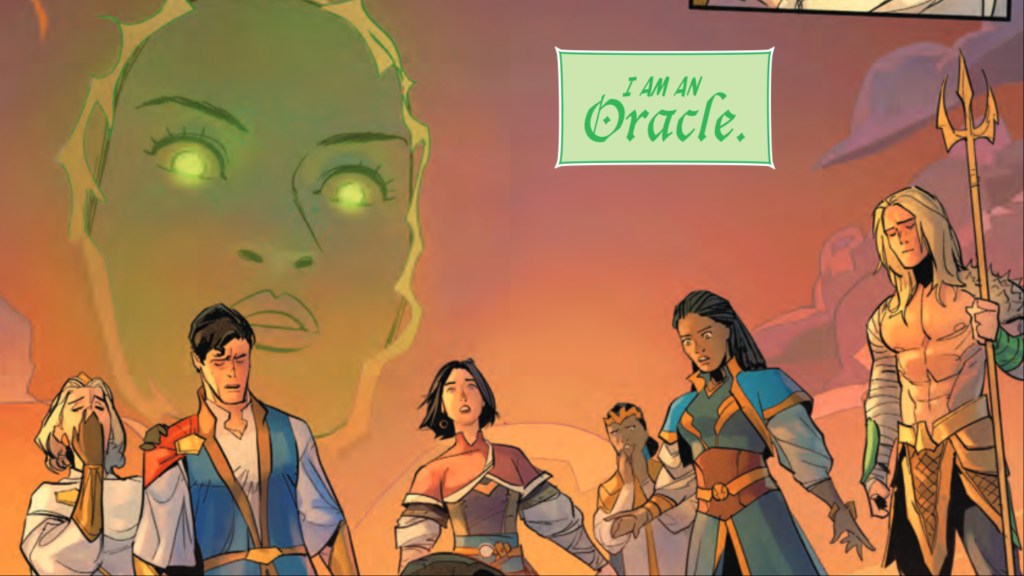 Oracle overlooking the heroes in Dark Knights of Steel II #1