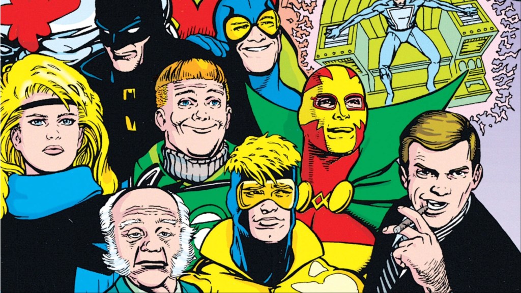 Maxwell Lord hanging out with the Justice League International