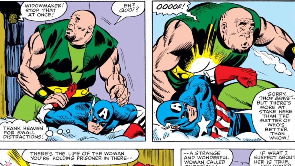 Captain America fighting Widowmaker in Captain America #239