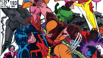 Wolverine, Rogue, and Nightcrawler battling the Hellions