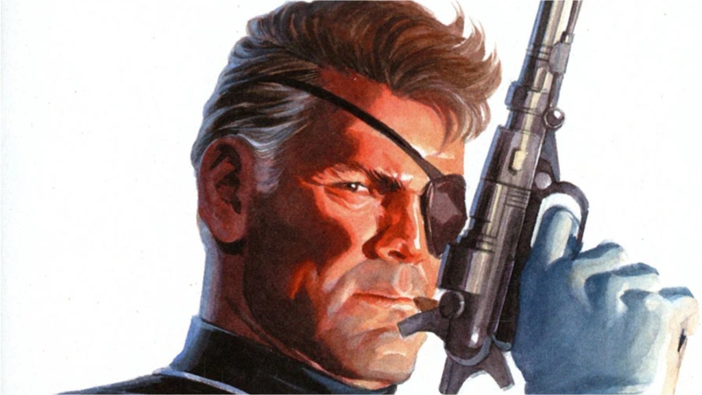 Nick Fury holding his gun