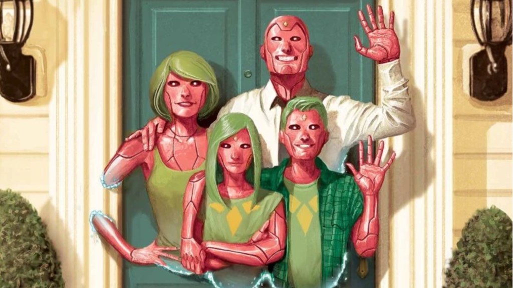 The Vision and his family phasing through their door