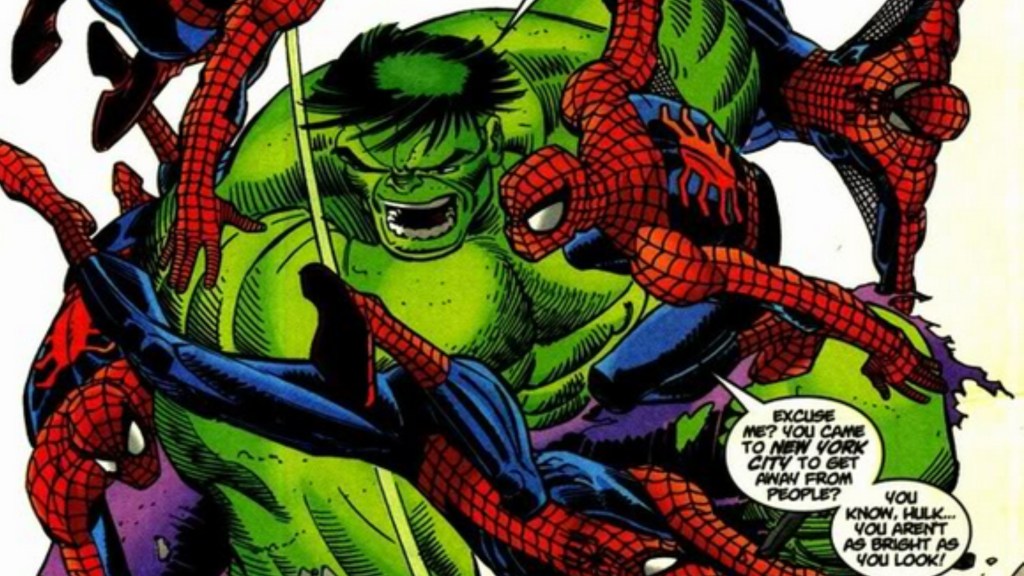 Spider-Man fighting the Hulk