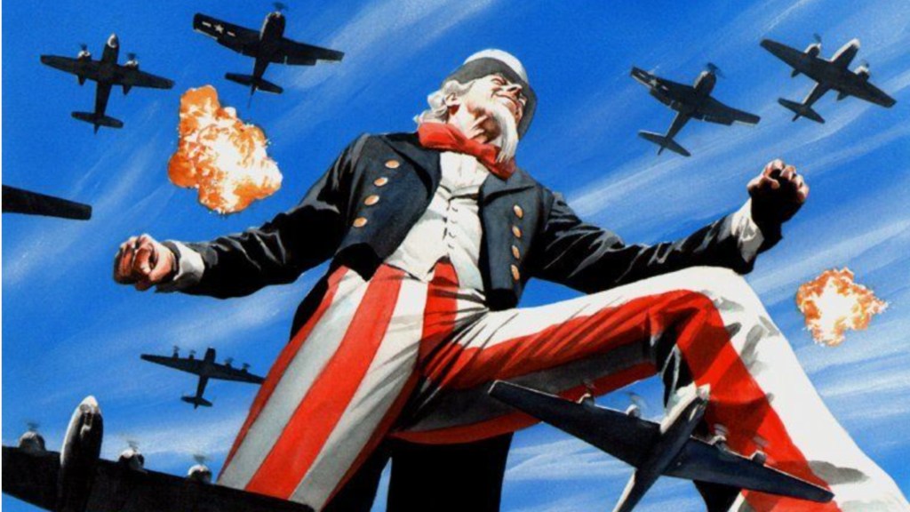 Uncle Sam surrounded by WWII Bombers
