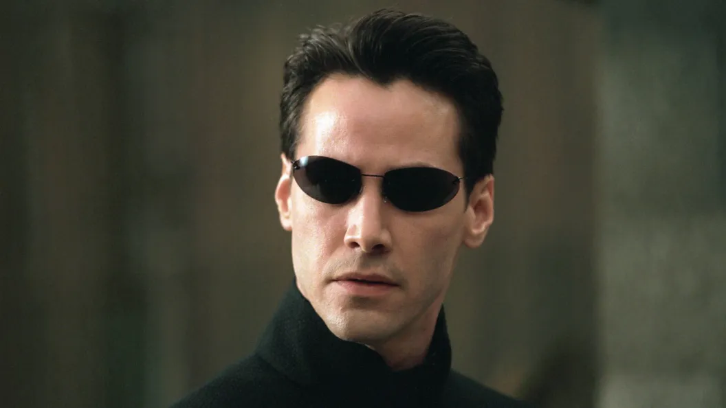 Neo wearing sunglasses in The Matrix