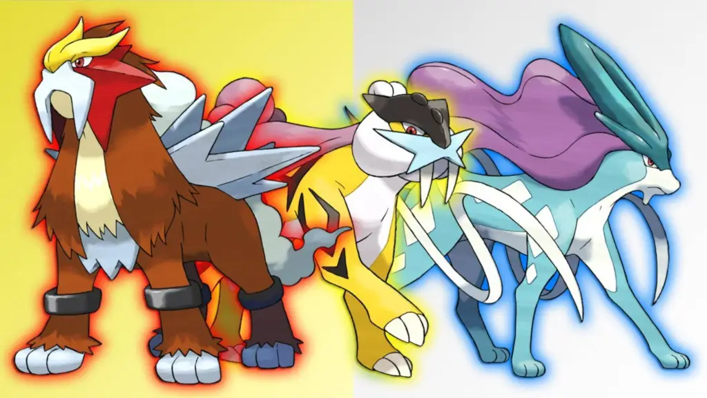 Pokemon Entei, Suicune, and Raikou