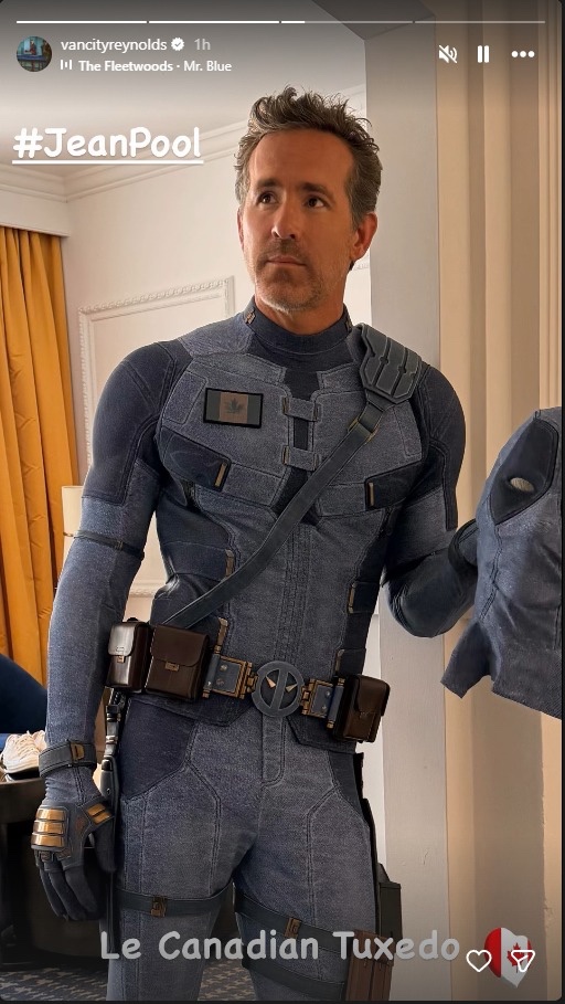 Ryan Reynolds denim Deadpool costume