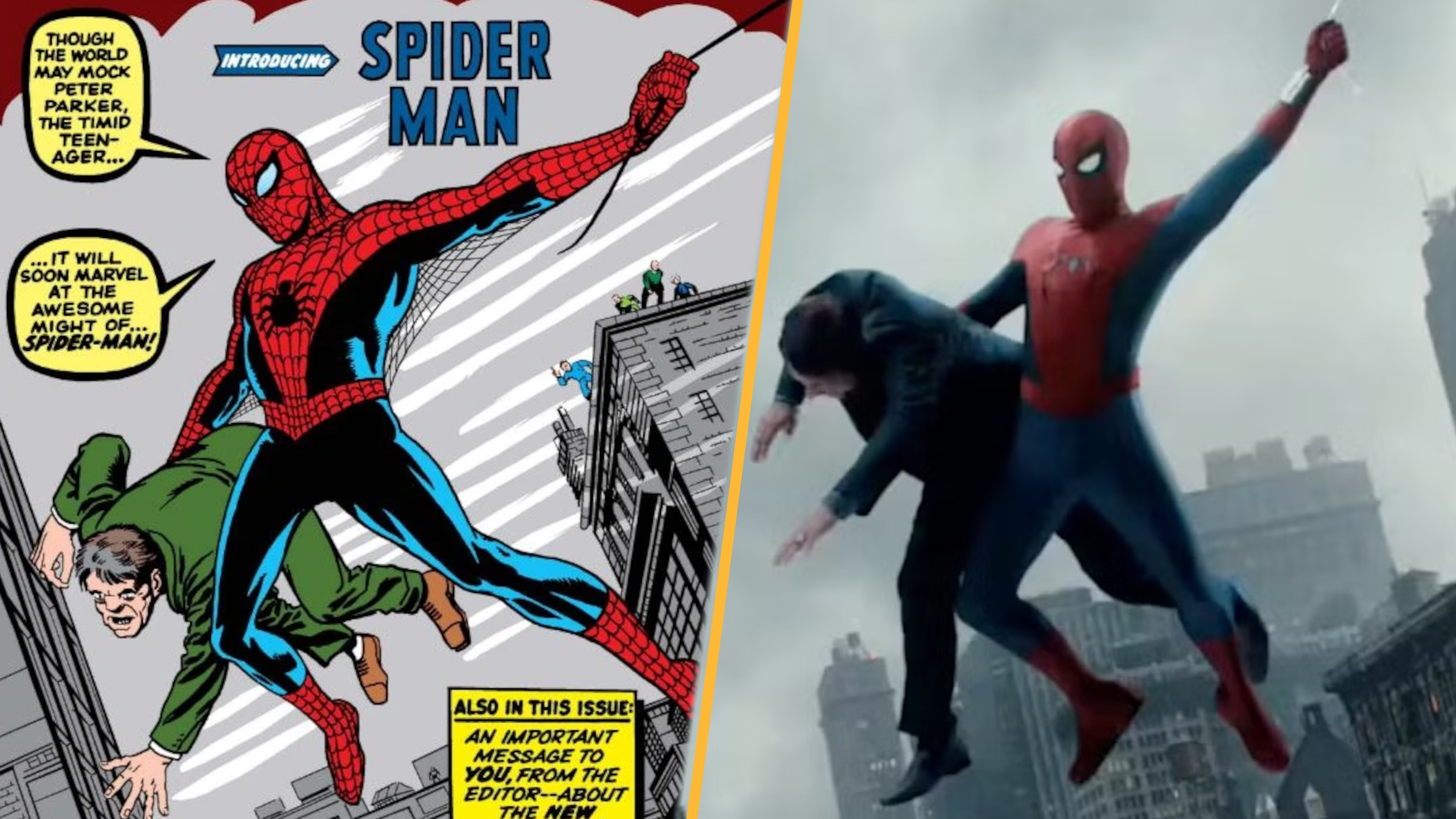 Amazing Fantasy #15 cover and film recreation