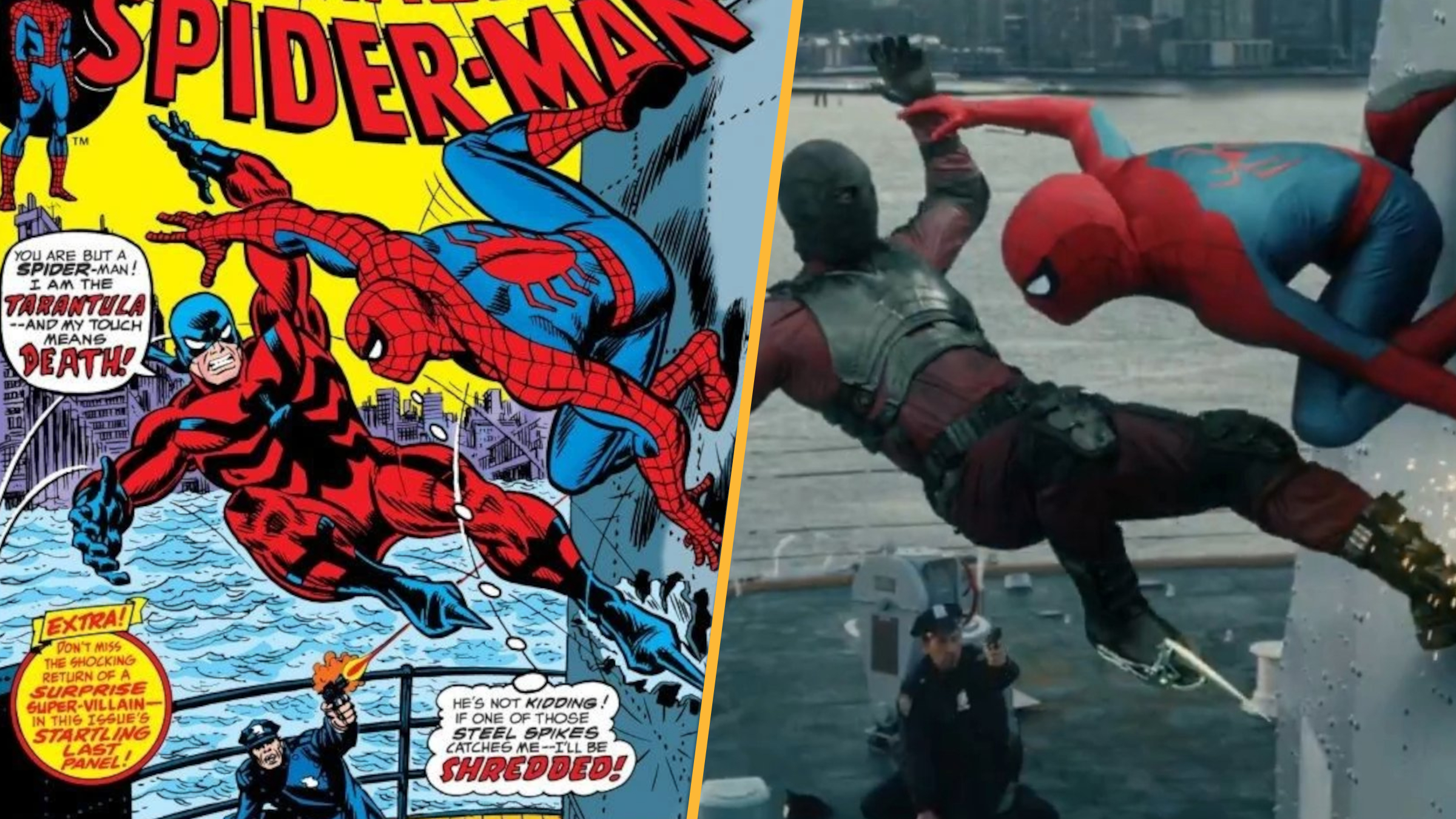 The Amazing Spider-Man #134 cover and film scene
