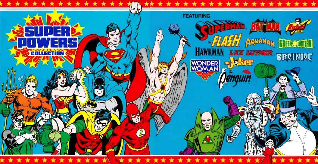 Colorful action figures from Kenner's Super Powers line