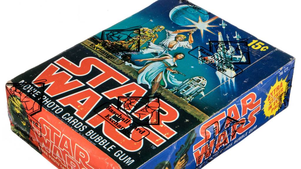 A sealed 1977 Topps Star Wars Series 1 trading card box.