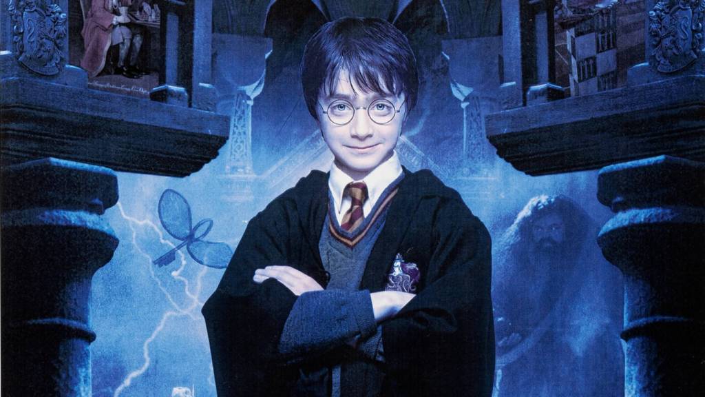 Harry Potter with his arms folded in  concept poster for Harry Potter and the Philosopher's Stone.