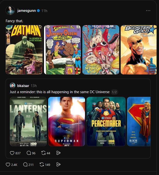 James Gunn Threads post