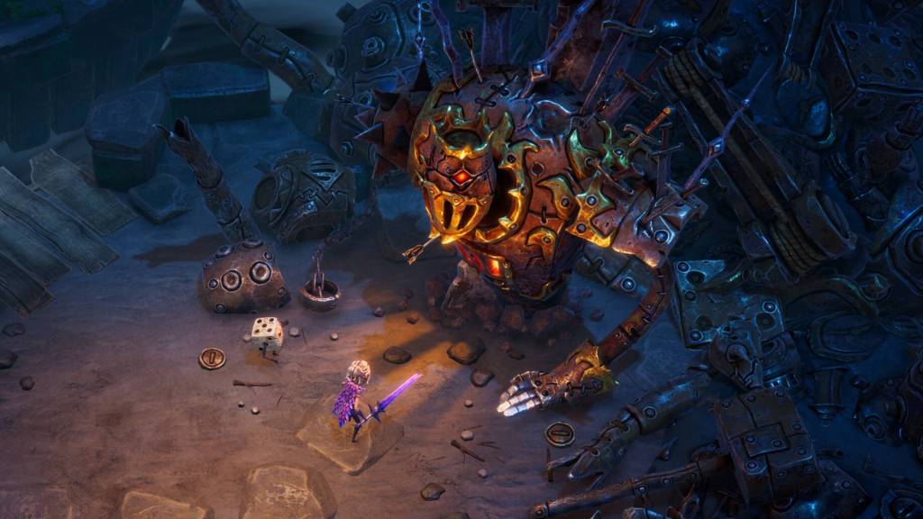 Lost in Random The Eternal Die facing off against a boss