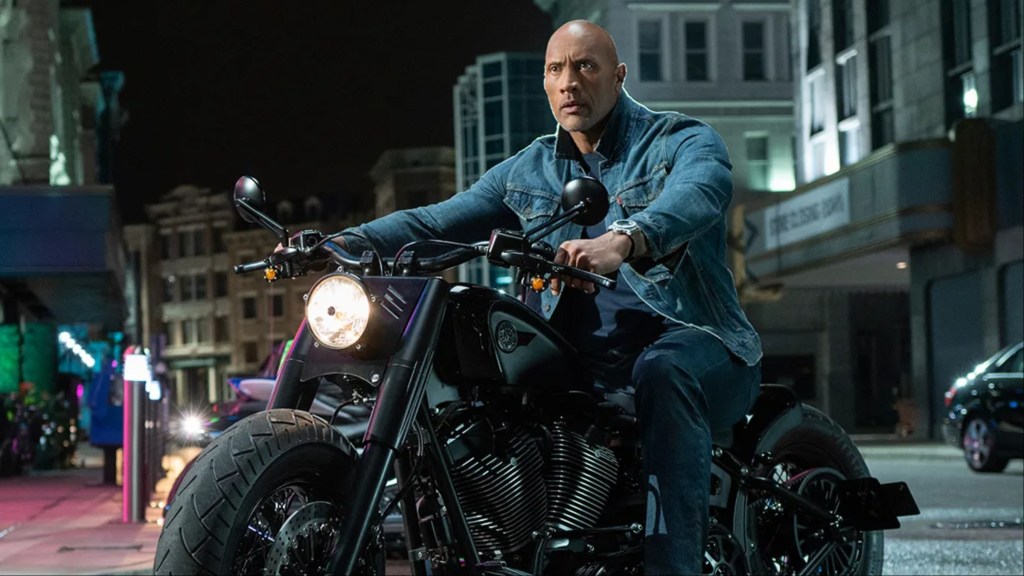 Luke Hobbs on a motorcycle