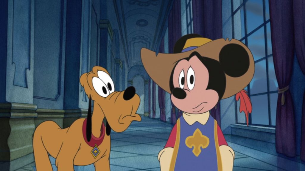Mickey and Pluto in Mickey, Donald, Goofy The Three Musketeers