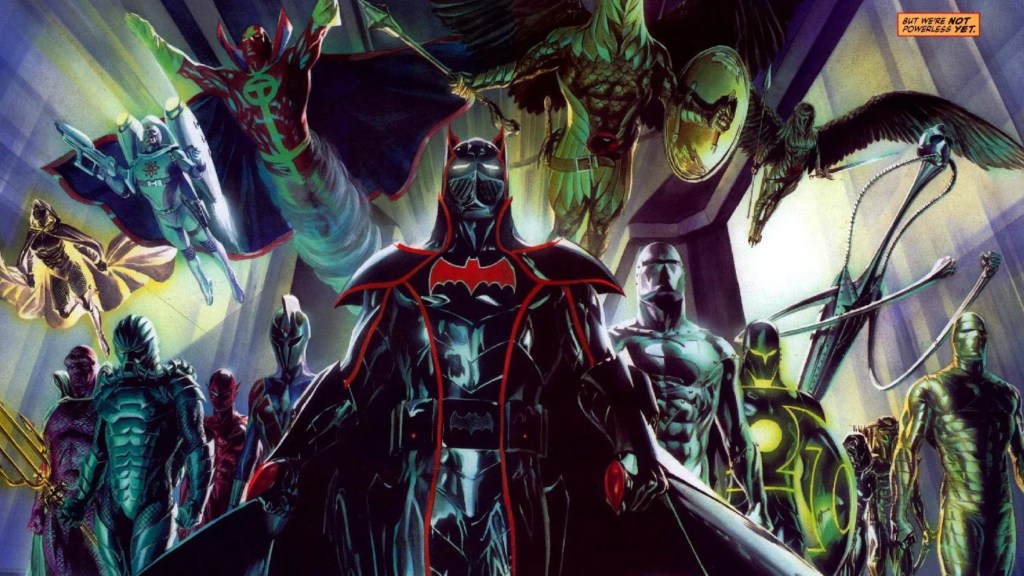 The Justice League in their armor from Justice