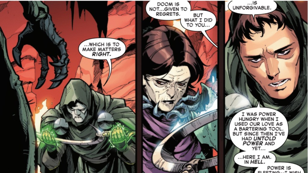 Doom asking for Valeria's forgiveness