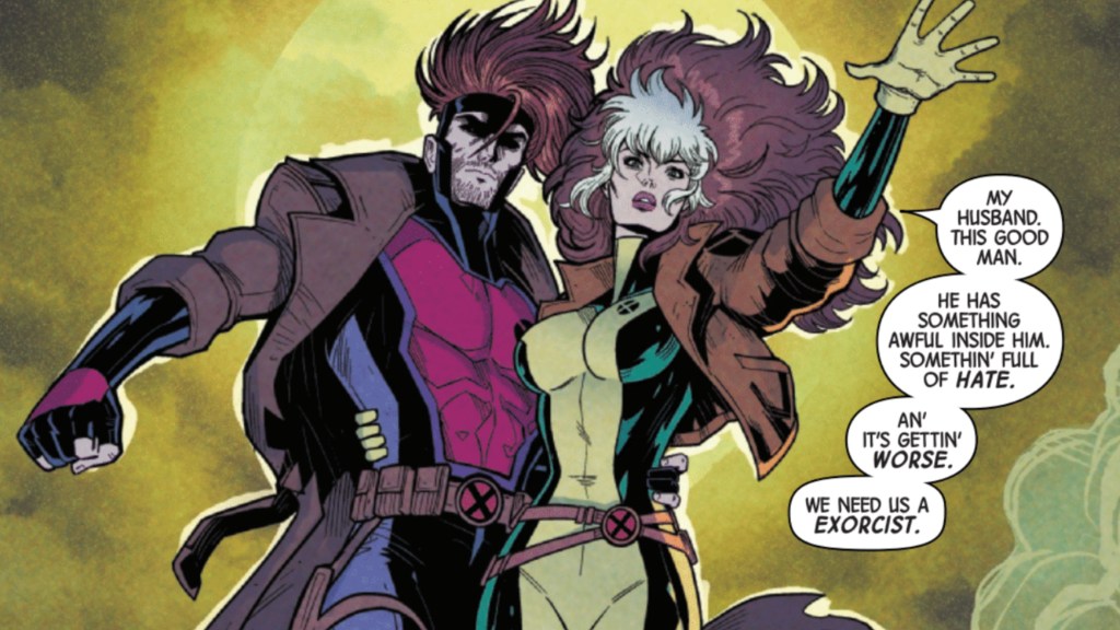 Rogue and Gambit flying together