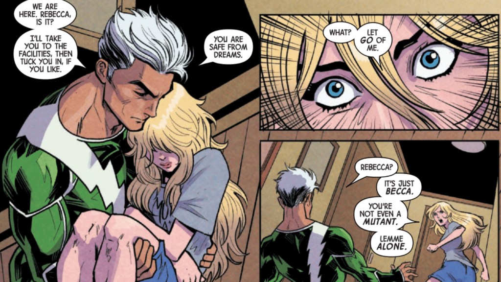 Calico rebuffing Quicksilver's kindness when she wakes up from sleepwalking