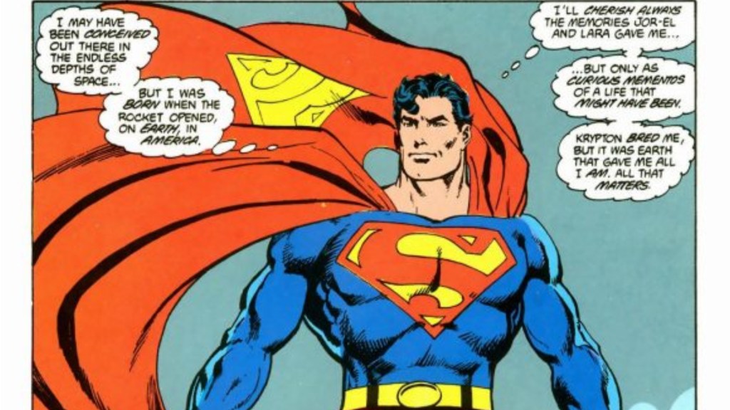 Superman thinking about his past