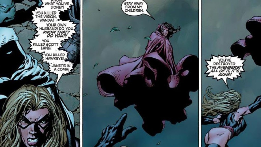 Carol Danvers screaming at Wanda for the damage she did to the Avengers