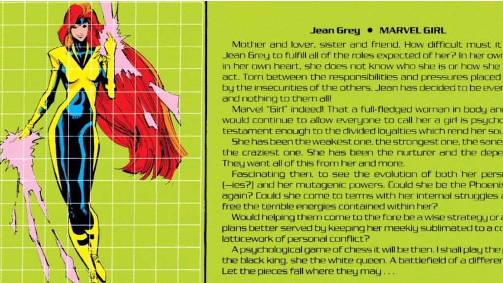 X-Factor data page about Jean Grey