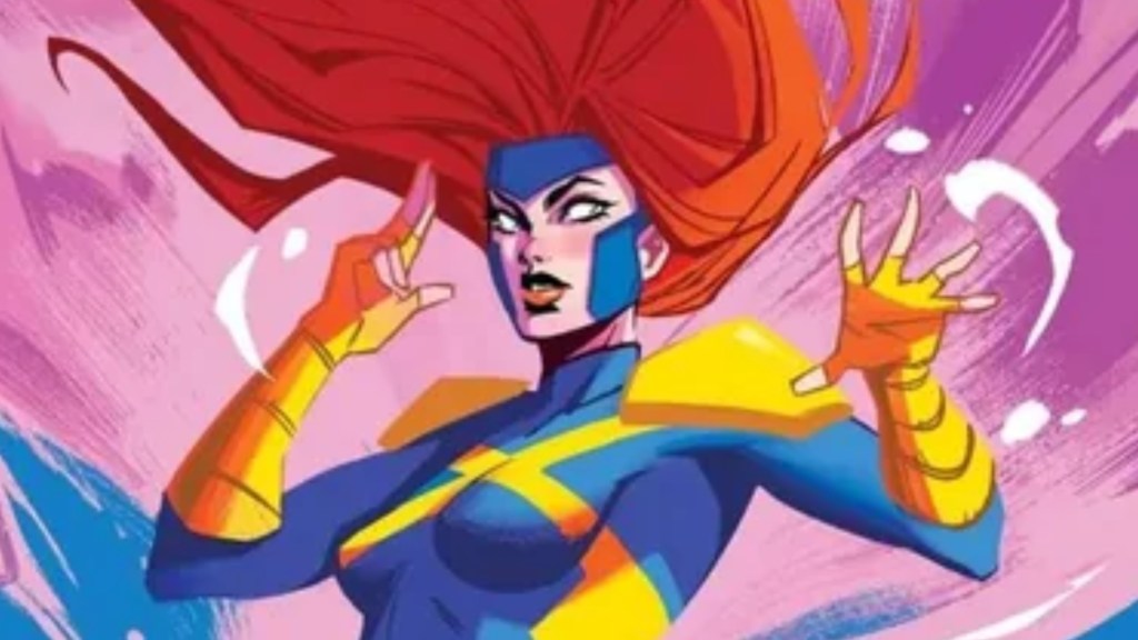 Jean Grey using her powers in her new costume