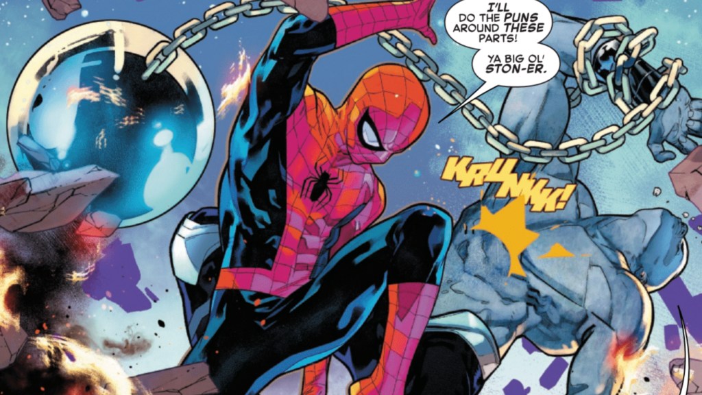 Spider-Man fighting Absorbing Man