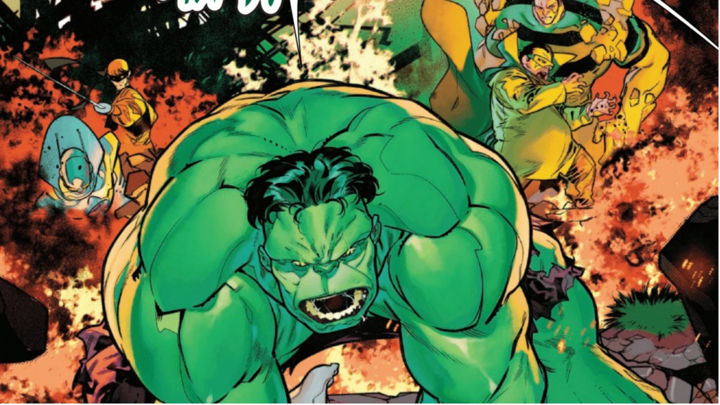 The Hulk smashing with the Manosphere behind him