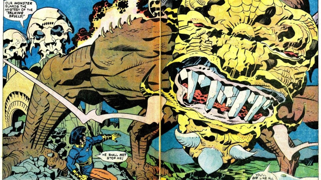 OMAC battling a massive monster