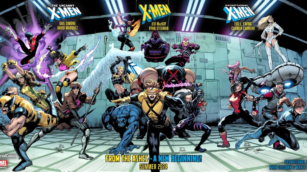The three X-men teams from the From the Ashes reboot