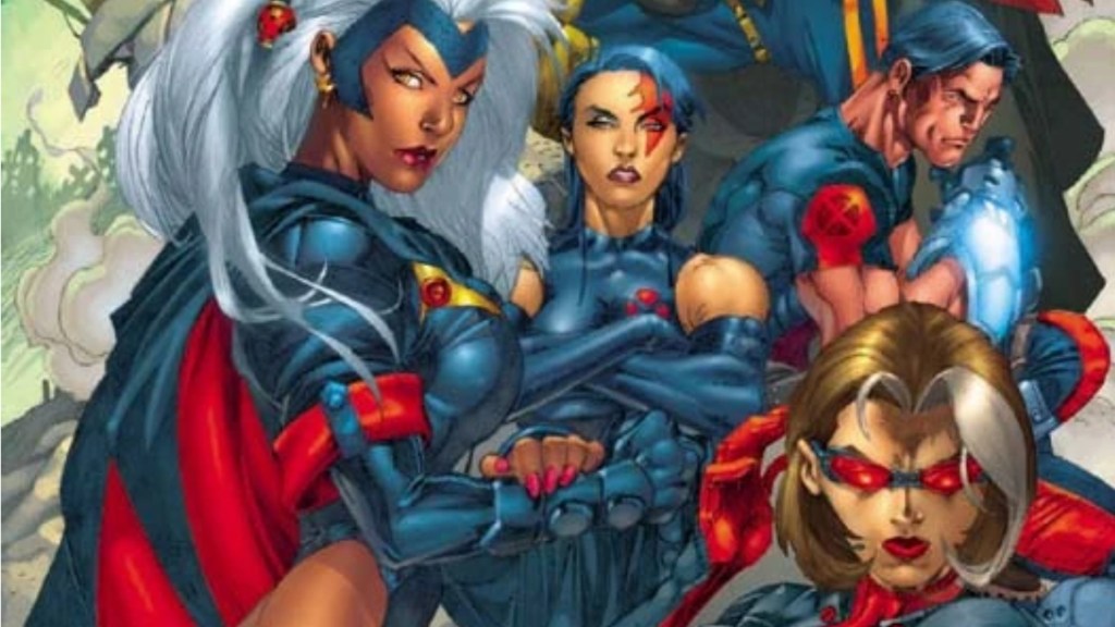 Storm, Psylocke, Thunderbird II, and Rogue looking 2001 cool