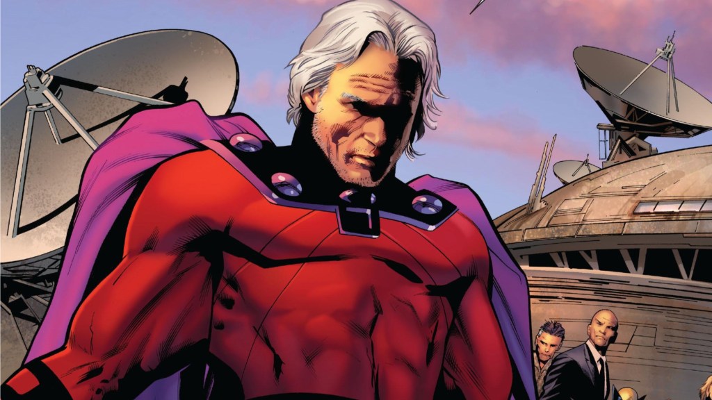 Magneto kneeling in front of Cyclops