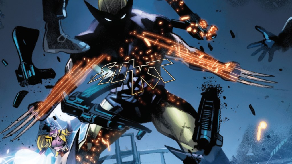 Wolverine cutting through some guns
