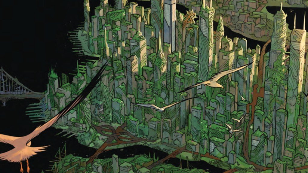Gotham City overrun by the Green in Batman: Bad Seeds - Sunset #1
